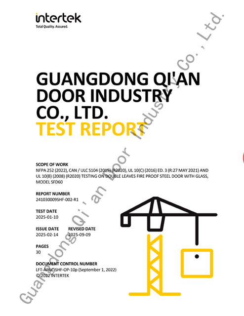 UL standard steel fire rated double door with glass vision panel 241030009SHF-002-R1 Qi An Qatar project supply