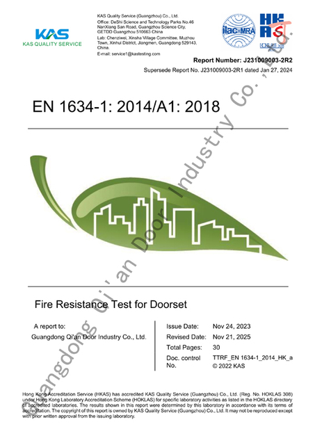 60 minute EN standard wooden fire rated door with glass vision panel single leaf Qi An project supply heavy industry site
