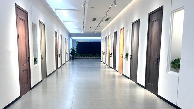 Display corridor for wooden soundproof doors and fire rated door finishes