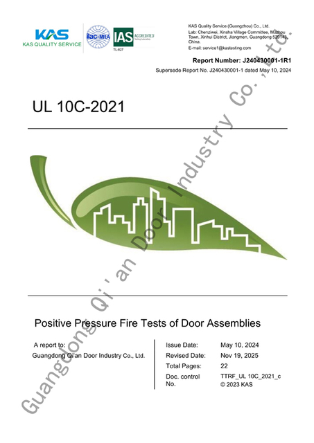 UL standard 180 minute steel fire door single leaf J240430001-1R1 Qi An Philippines project supply